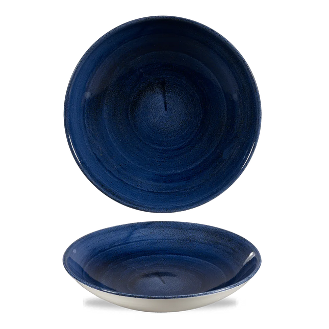 Churchill Stonecast Patina Cobalt Blue Evolve coupekom – kobaltblauwe randloze kom voor restaurants