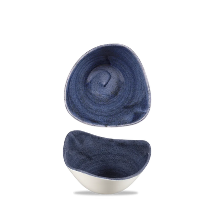 Churchill Stonecast Patina Cobalt Blue driehoekige kom 15,3 cm – kobaltblauw schaaltje voor amuses