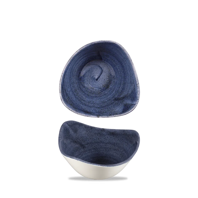 Churchill Stonecast Patina Cobalt Blue driehoekige kom 15,3 cm – kobaltblauw schaaltje voor amuses
