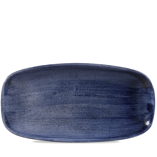 Churchill Stonecast Cobalt Blue ovaal chef's bord – gespikkeld stoneware met reactief glazuur voor hotels
