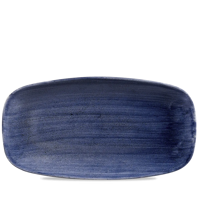 Churchill Stonecast Blue ovaal chef's bord 35.5x18.9cm – gespikkeld stoneware met reactief glazuur voor cafés