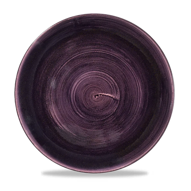 Churchill Stonecast Deep Purple Evolve coupebord Ø 28,8 cm – randloos gespikkeld bord voor hoofdgerechten