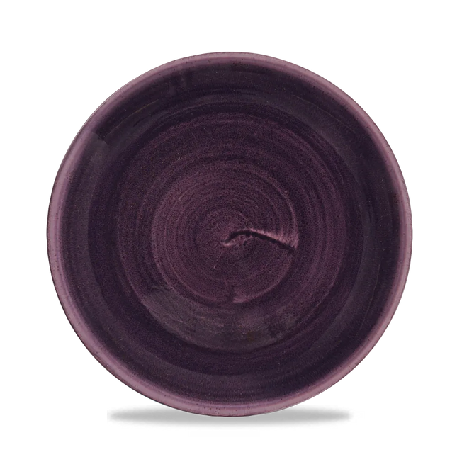 Churchill Stonecast Deep Purple Evolve coupebord Ø 21,7 cm – randloos gespikkeld bord voor voorgerechten