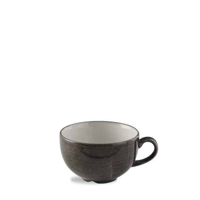 Churchill Stonecast Iron Black cappuccinokopje 340ml – gespikkeld stoneware met reactief glazuur voor horeca