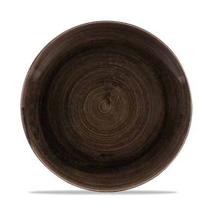 Churchill Stonecast Iron Black randloos coupebord 26cm – gespikkeld stoneware met reactief glazuur voor fine dining