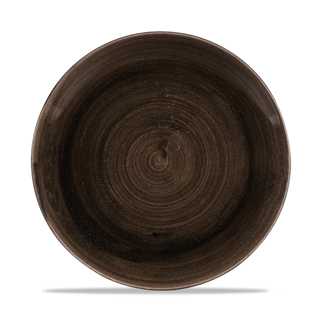 Churchill Stonecast Iron Black randloos coupebord 26cm – gespikkeld stoneware met reactief glazuur voor fine dining