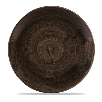 Churchill Stonecast Iron Black randloos coupebord 29cm – gespikkeld stoneware met reactief glazuur voor catering