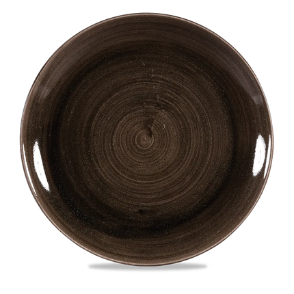 Churchill Stonecast Iron Black randloos coupebord 32.4cm – gespikkeld stoneware met reactief glazuur voor bistro's