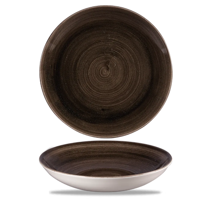 Churchill Stonecast Iron Black randloze coupekom 25cm – gespikkeld stoneware met reactief glazuur voor lunchrooms