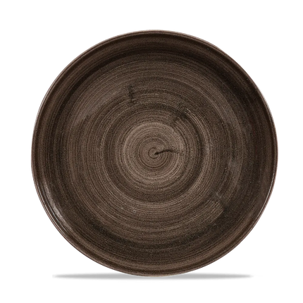 Churchill Stonecast Iron Black randloos coupebord 22cm – gespikkeld stoneware met reactief glazuur voor restaurants