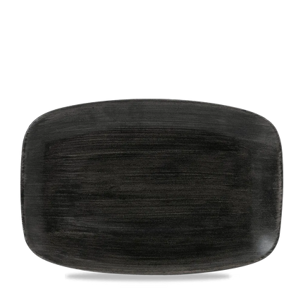 Churchill Stonecast Iron Black ovaal chef's bord 32,4x17,6cm – gespikkeld stoneware met reactief glazuur voor hotels