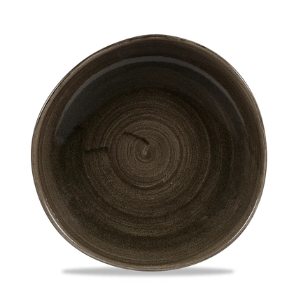 Churchill Stonecast Iron Black rond bord met structuurrand 26.4cm – gespikkeld stoneware met reactief glazuur voor cafés