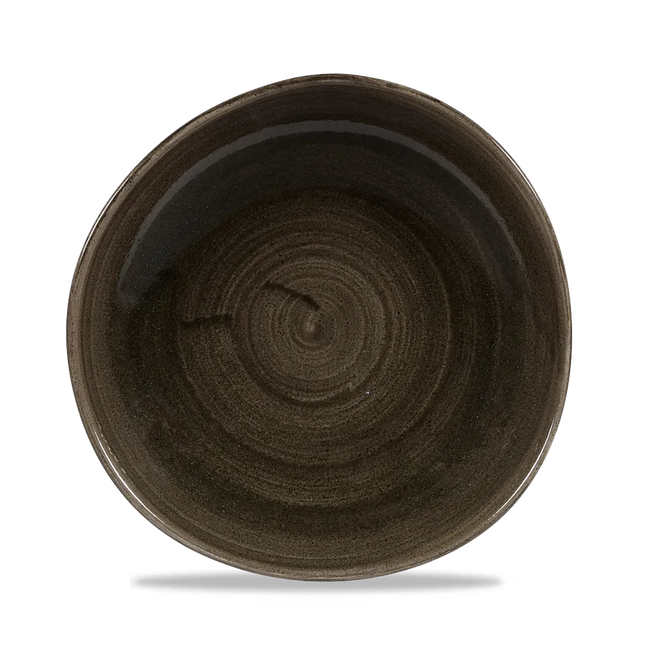 Churchill Stonecast Iron Black rond bord met structuurrand 26.4cm – gespikkeld stoneware met reactief glazuur voor cafés