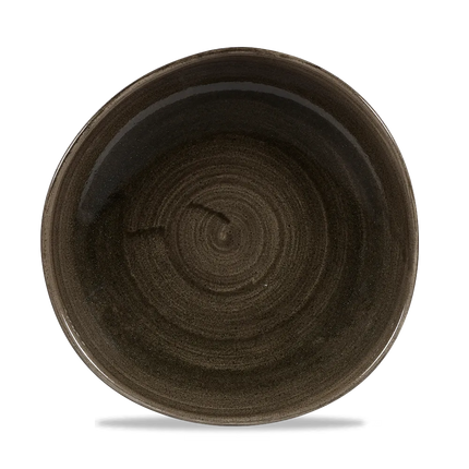 Churchill Stonecast Iron Black rond bord met structuurrand 28.6cm – gespikkeld stoneware met reactief glazuur voor bars