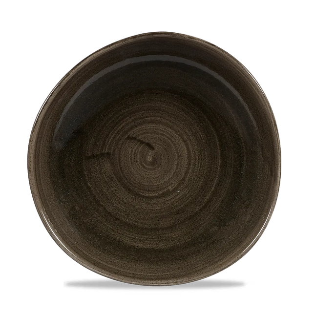 Churchill Stonecast Iron Black rond bord met structuurrand 28.6cm – gespikkeld stoneware met reactief glazuur voor bars