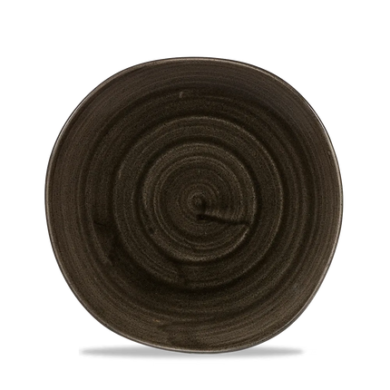 Churchill Stonecast Iron Black rond bord met structuurrand 21cm – gespikkeld stoneware met reactief glazuur voor buffetten
