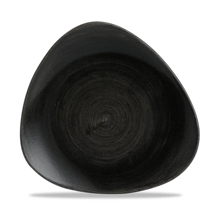 Churchill Stonecast Iron Black lotusvorm bord 26,5 cm – gespikkeld stoneware met reactief glazuur voor bistro's