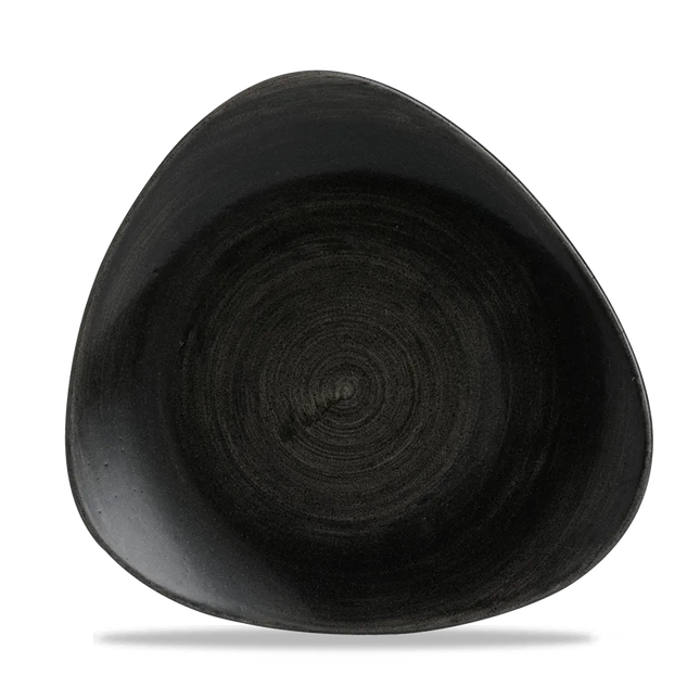 Churchill Stonecast Iron Black lotusvorm bord 26,5 cm – gespikkeld stoneware met reactief glazuur voor bistro's