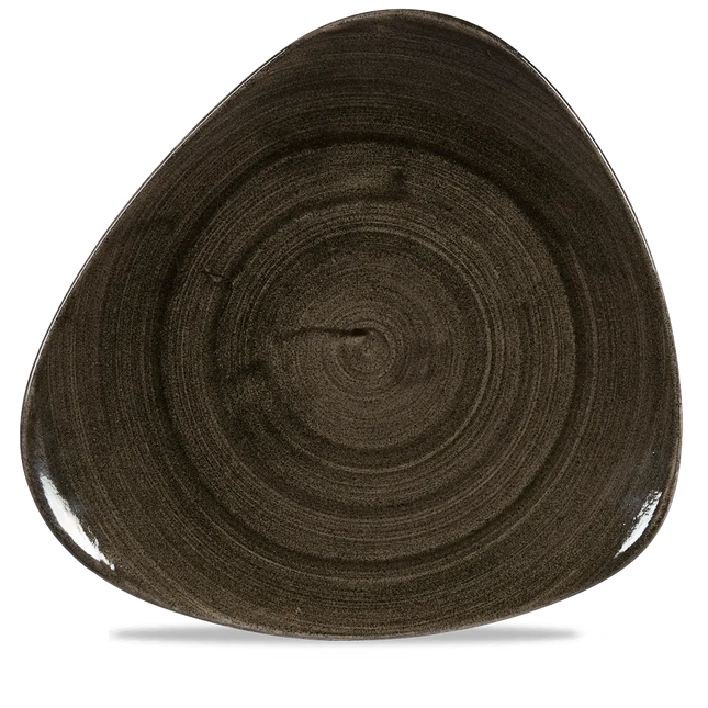 Churchill Stonecast Iron Black lotusvorm bord 30cm – gespikkeld stoneware met reactief glazuur voor brasseries