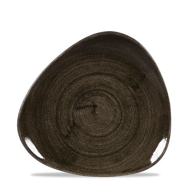 Churchill Stonecast Iron Black lotusvorm bord 20cm – gespikkeld stoneware met reactief glazuur voor lunchrooms