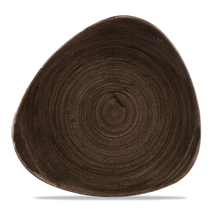 Churchill Stonecast Iron Black lotusvorm bord 23cm – gespikkeld stoneware met reactief glazuur voor banqueting