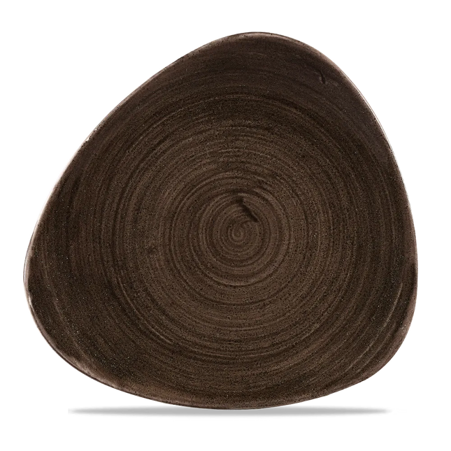 Churchill Stonecast Iron Black lotusvorm bord 23cm – gespikkeld stoneware met reactief glazuur voor banqueting