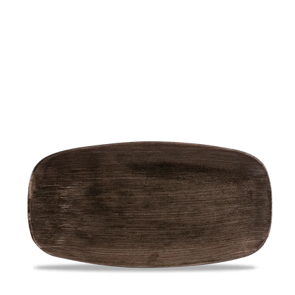Churchill Stonecast Black ovaal chef's bord 29.8x15.3cm – gespikkeld stoneware met reactief glazuur voor catering