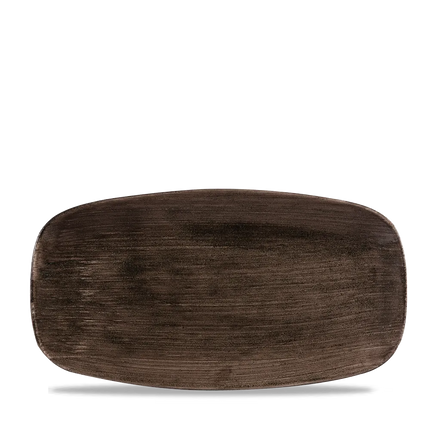 Churchill Stonecast Black ovaal chef's bord 35.5x18.9cm – gespikkeld stoneware met reactief glazuur voor bistro's