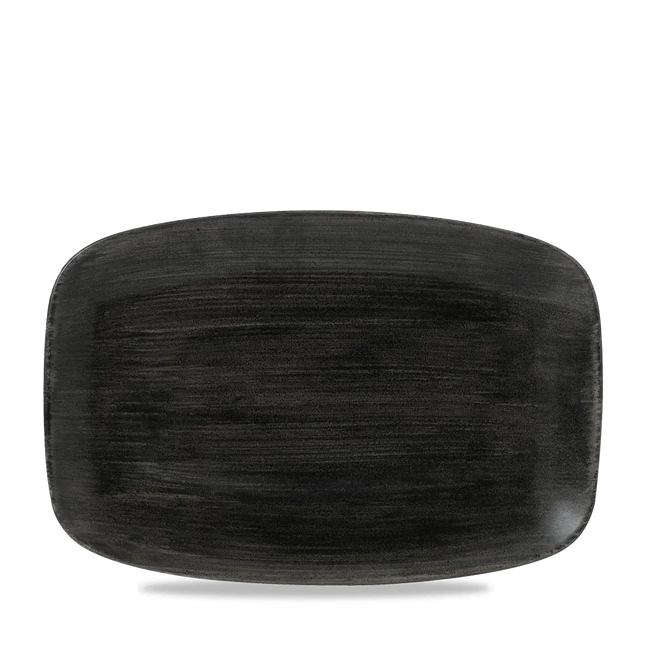 Churchill Stonecast Iron Black ovaal chef's bord 35,5x18,9cm – gespikkeld stoneware met reactief glazuur voor brasseries