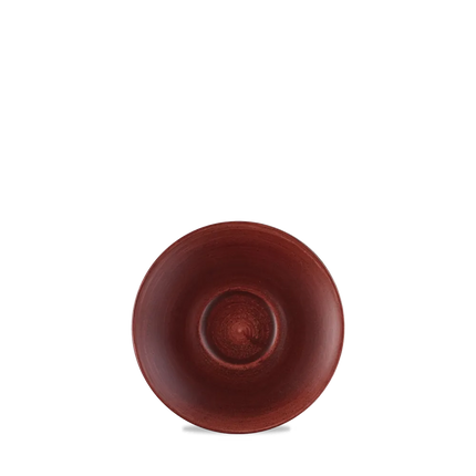 Churchill Stonecast Red Rust espresso-schotel – gespikkeld stoneware met reactief glazuur voor cafés
