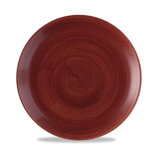 Churchill Stonecast Red Rust randloos coupebord 26cm – gespikkeld stoneware met reactief glazuur voor bars