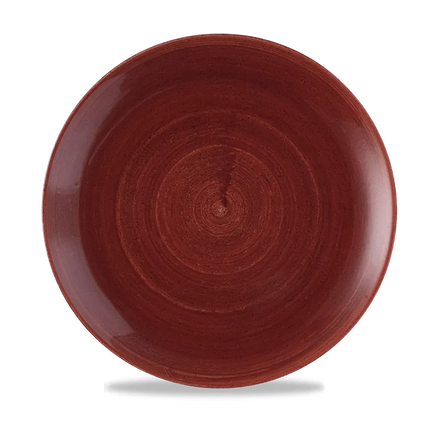 Churchill Stonecast Red Rust randloos coupebord 29cm – gespikkeld stoneware met reactief glazuur voor horeca