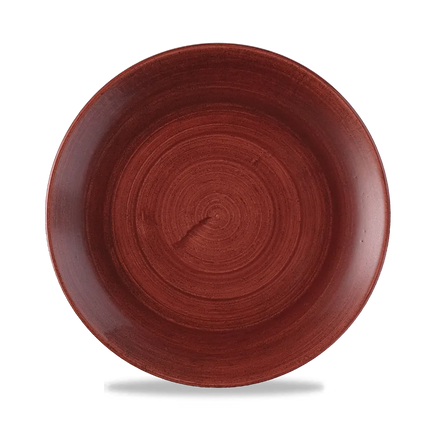 Churchill Stonecast Red Rust randloos coupebord 22cm – gespikkeld stoneware met reactief glazuur voor catering
