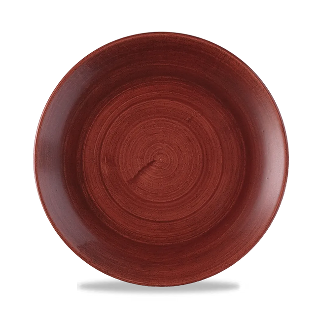 Churchill Stonecast Red Rust randloos coupebord 22cm – gespikkeld stoneware met reactief glazuur voor catering