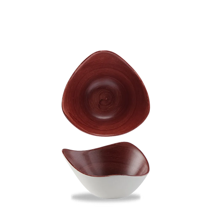 Churchill Stonecast Red Rust driehoekige kom 15cm – gespikkeld stoneware met reactief glazuur voor lunchrooms