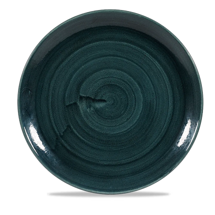 Churchill Stonecast Rustic Teal randloos coupebord 29cm – gespikkeld stoneware met reactief glazuur voor horeca