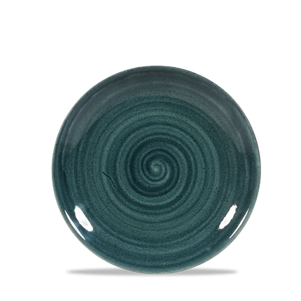 Churchill Stonecast Rustic Teal randloos coupebord 17cm – gespikkeld stoneware met reactief glazuur voor fine dining