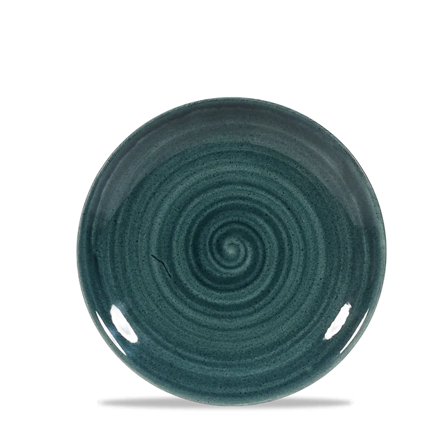Churchill Stonecast Rustic Teal randloos coupebord 17cm – gespikkeld stoneware met reactief glazuur voor fine dining