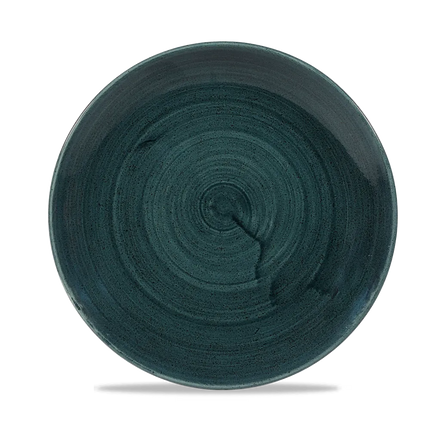 Churchill Stonecast Rustic Teal randloos coupebord 22cm – gespikkeld stoneware met reactief glazuur voor catering
