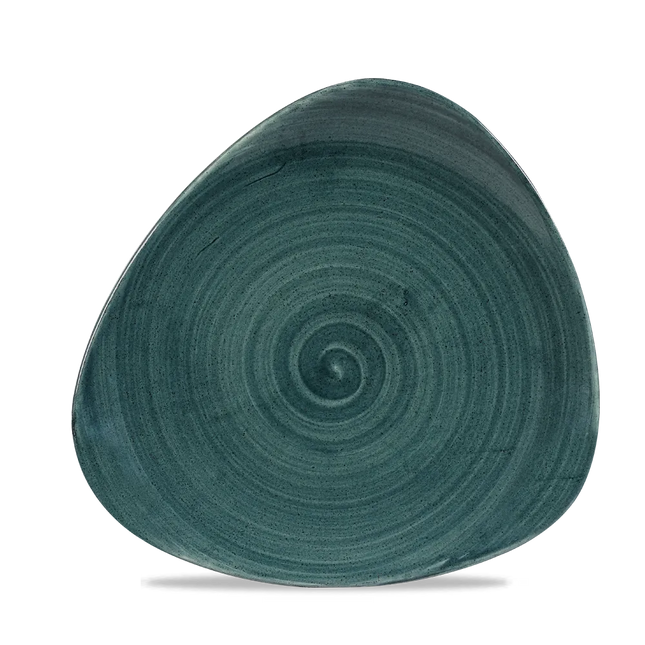 Churchill Stonecast Rustic Teal lotusvorm bord 23cm – gespikkeld stoneware met reactief glazuur voor bistro's