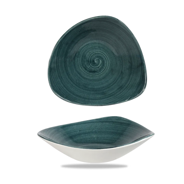 Churchill Stonecast Rustic Teal lotusvormige kom 24cm – gespikkeld stoneware met reactief glazuur voor lunchrooms