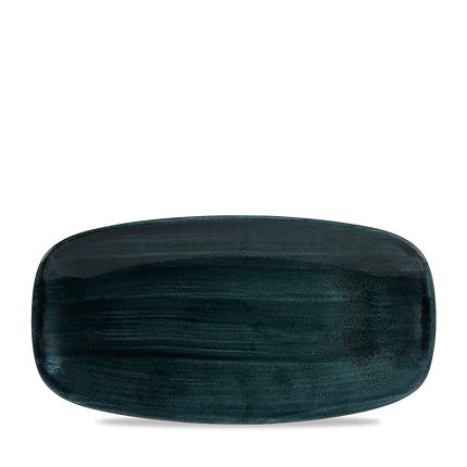 Churchill Stonecast Teal ovaal chef's bord 29.8x15.3cm – gespikkeld stoneware met reactief glazuur voor banqueting