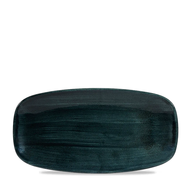 Churchill Stonecast Teal ovaal chef's bord 29.8x15.3cm – gespikkeld stoneware met reactief glazuur voor banqueting