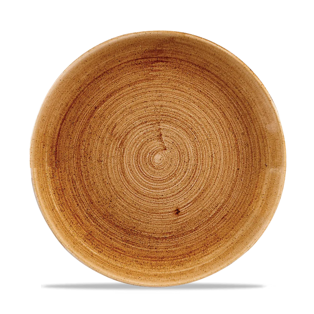 Churchill Stonecast Copper randloos coupebord 26.1cm – gespikkeld stoneware met reactief glazuur voor hotels