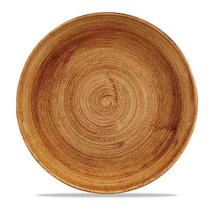 Churchill Stonecast Copper randloos coupebord 28.6cm – gespikkeld stoneware met reactief glazuur voor cafés