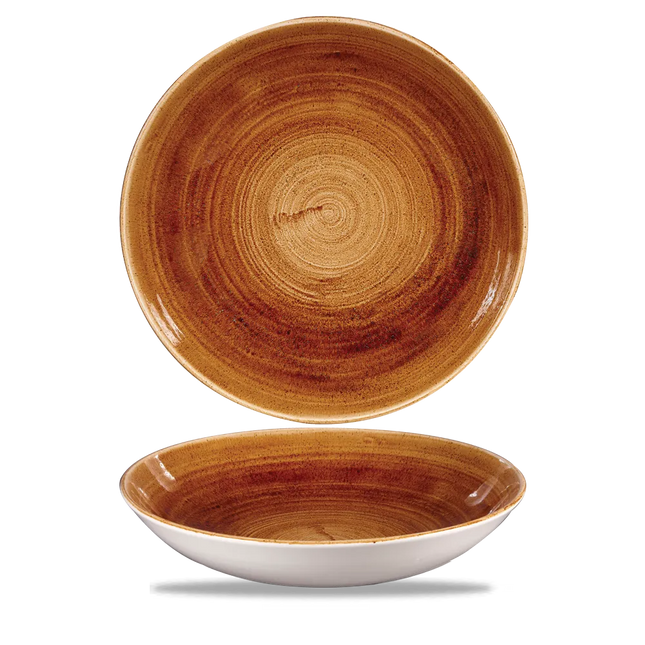 Churchill Stonecast Copper randloze coupekom 24.8cm – gespikkeld stoneware met reactief glazuur voor buffetten