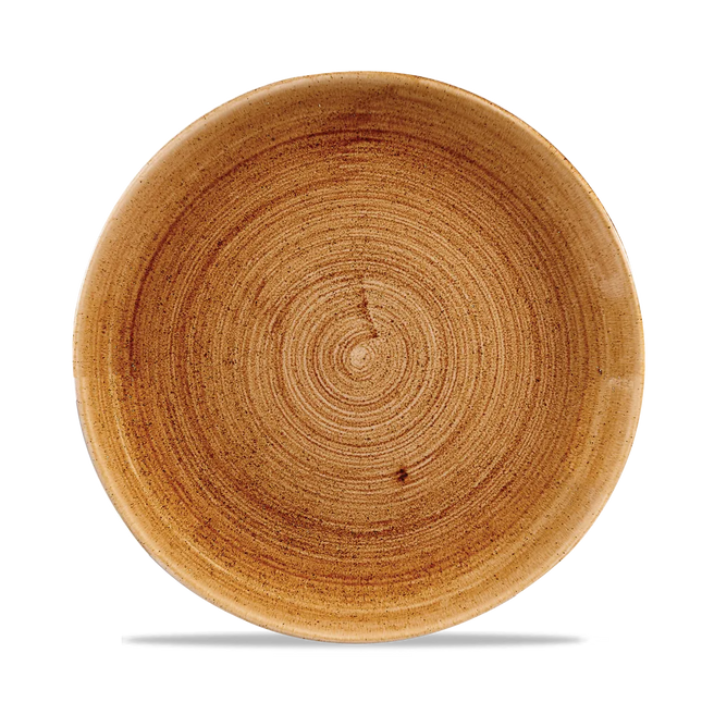 Churchill Stonecast Copper randloos coupebord 21.7cm – gespikkeld stoneware met reactief glazuur voor catering