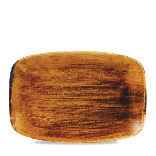 Churchill Stonecast Copper ovaal chef's bord 32,4x17,6cm – gespikkeld stoneware met reactief glazuur voor bistro's