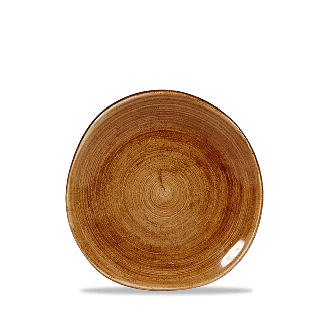 Churchill Stonecast Copper rond bord met structuurrand 18.6cm – gespikkeld stoneware met reactief glazuur voor banqueting