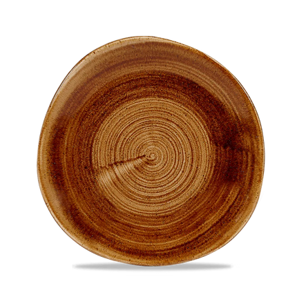 Churchill Stonecast Copper rond bord met structuurrand 21cm – gespikkeld stoneware met reactief glazuur voor restaurants